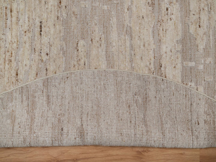 8'0" x 8'0" New Hand Knotted Ivory Wool Round Oriental Rug - MOA10292392