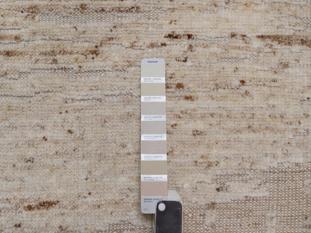 8'0" x 8'0" New Hand Knotted Ivory Wool Round Oriental Rug - MOA10292392