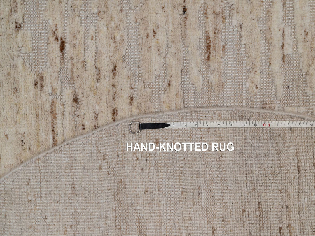 6'0" x 6'0" New Hand Knotted Ivory Wool Round Oriental Rug - MOA10292393