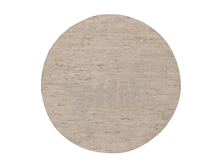 5'0" x 5'0" New Hand Knotted Ivory Wool Round Oriental Rug - MOA10292394