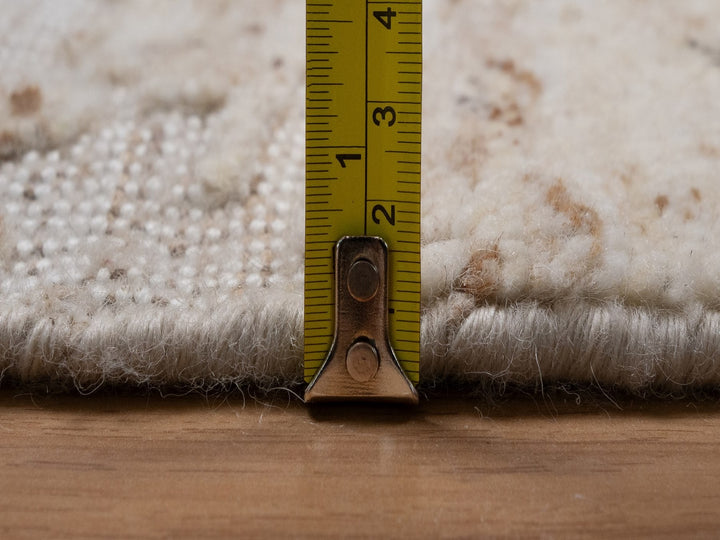 5'0" x 5'0" New Hand Knotted Ivory Wool Round Oriental Rug - MOA10292394