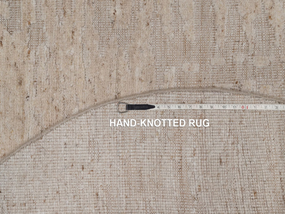 5'0" x 5'0" New Hand Knotted Ivory Wool Round Oriental Rug - MOA10292394