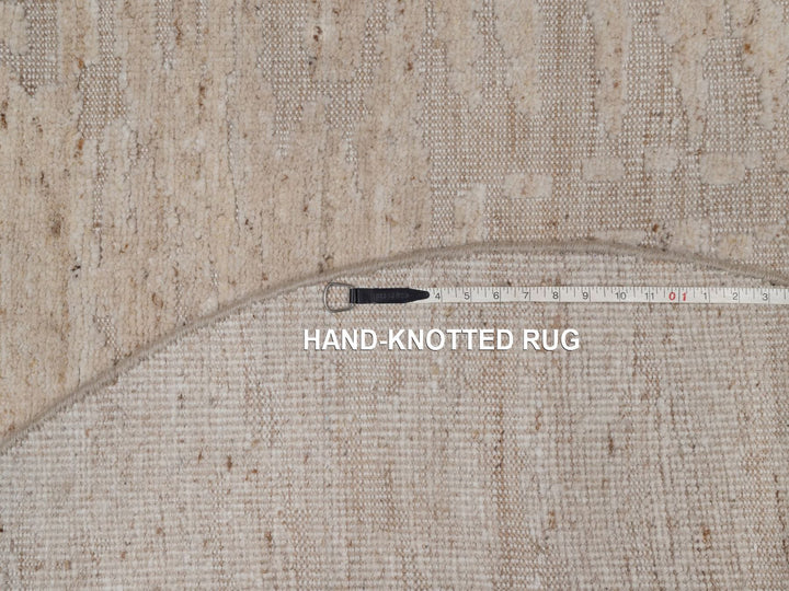 5'0" x 5'0" New Hand Knotted Ivory Wool Round Oriental Rug - MOA10292394