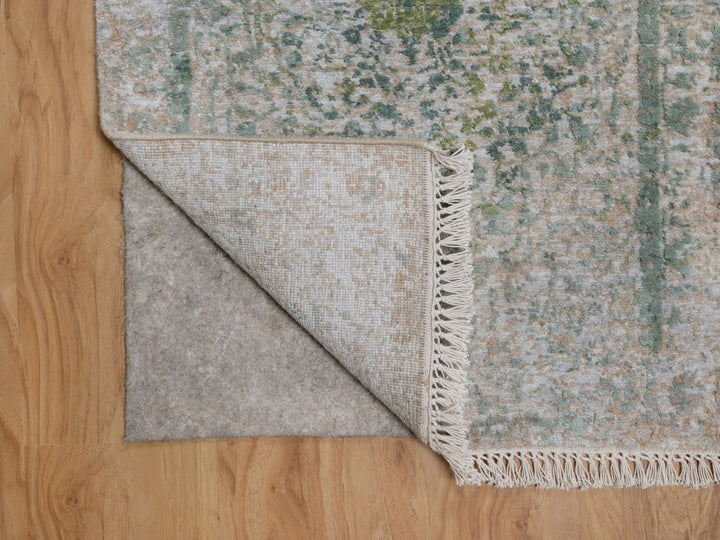 2'0" x 3'1" New Hand Knotted Green Wool & Silk Rectangle Oriental Rug - MOA10292395