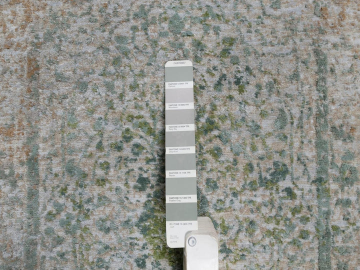 2'0" x 3'1" New Hand Knotted Green Wool & Silk Rectangle Oriental Rug - MOA10292395