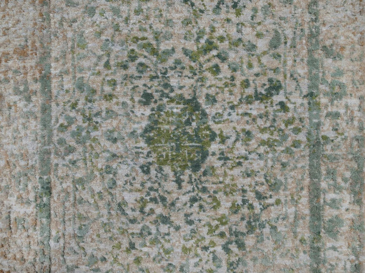 2'0" x 3'1" New Hand Knotted Green Wool & Silk Rectangle Oriental Rug - MOA10292395