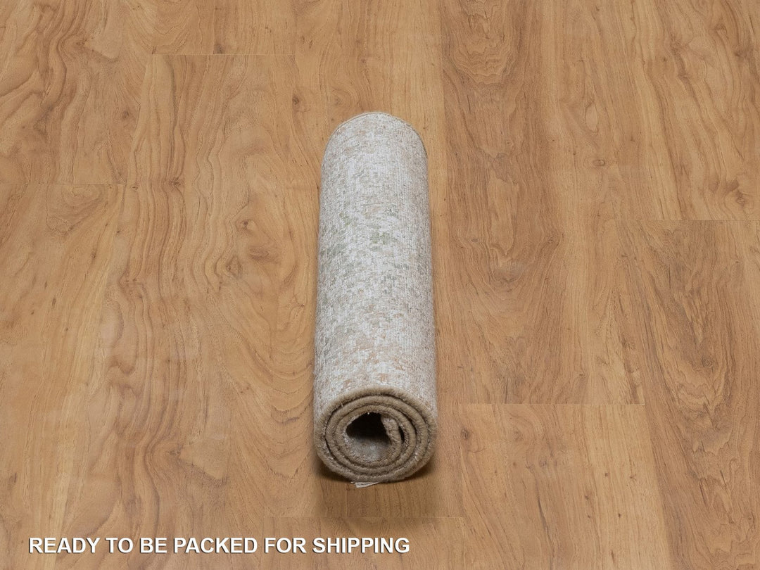 2'0" x 3'1" New Hand Knotted Green Wool & Silk Rectangle Oriental Rug - MOA10292395