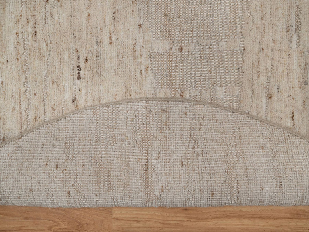 4'11" x 4'11" New Hand Knotted Ivory Wool Round Oriental Rug - MOA10292398