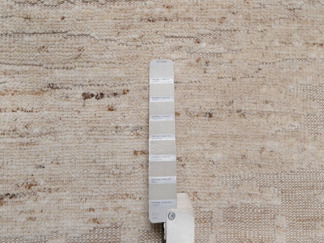 4'11" x 4'11" New Hand Knotted Ivory Wool Round Oriental Rug - MOA10292398