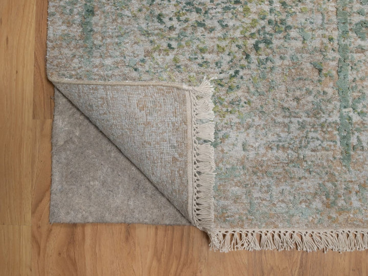 2'0" x 3'1" New Hand Knotted Green Wool & Silk Rectangle Oriental Rug - MOA10292399