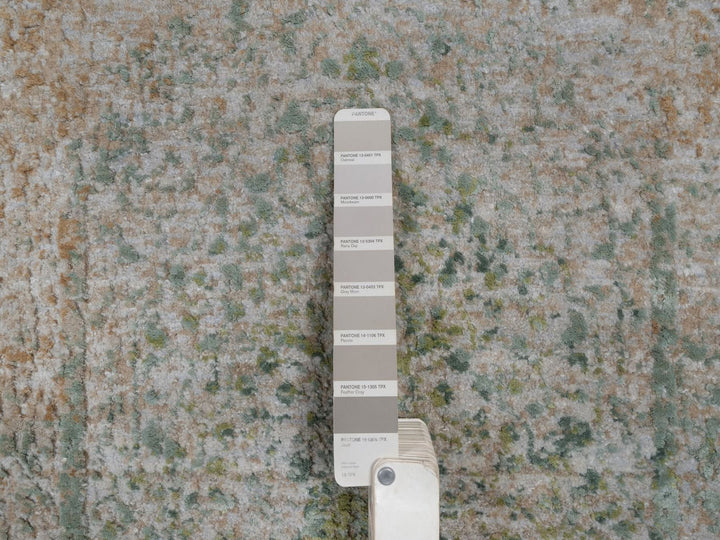 2'0" x 3'1" New Hand Knotted Green Wool & Silk Rectangle Oriental Rug - MOA10292399