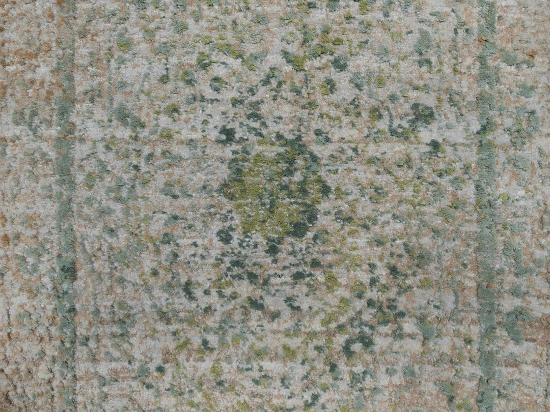 2'0" x 3'1" New Hand Knotted Green Wool & Silk Rectangle Oriental Rug - MOA10292399