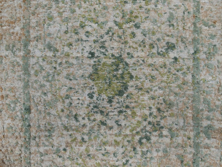 2'0" x 3'1" New Hand Knotted Green Wool & Silk Rectangle Oriental Rug - MOA10292399