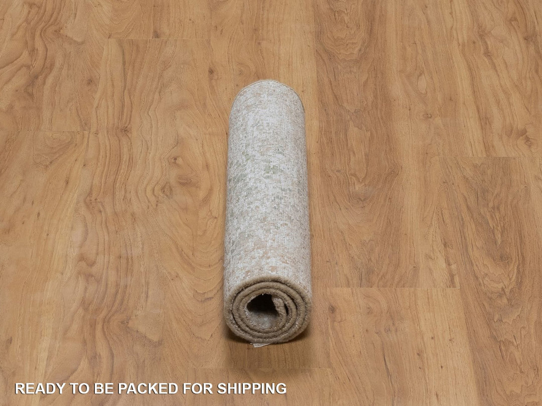 2'0" x 3'1" New Hand Knotted Green Wool & Silk Rectangle Oriental Rug - MOA10292399