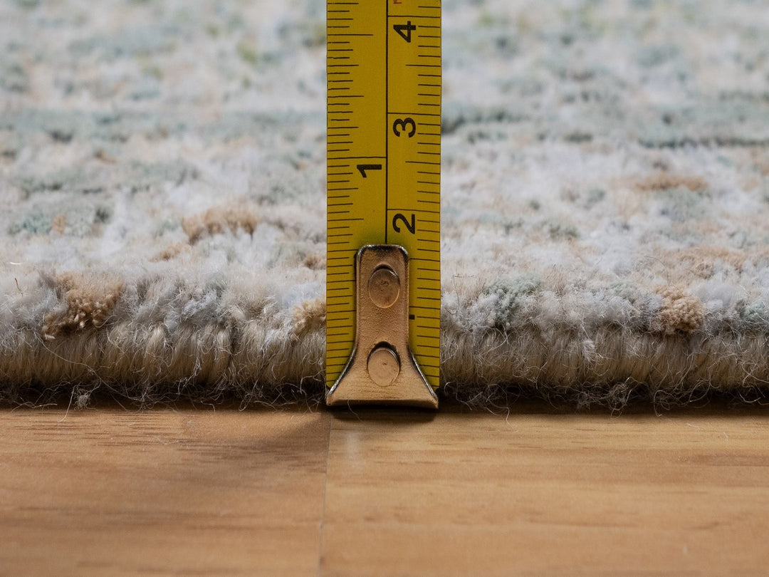 2'0" x 3'1" New Hand Knotted Green Wool & Silk Rectangle Oriental Rug - MOA10292399