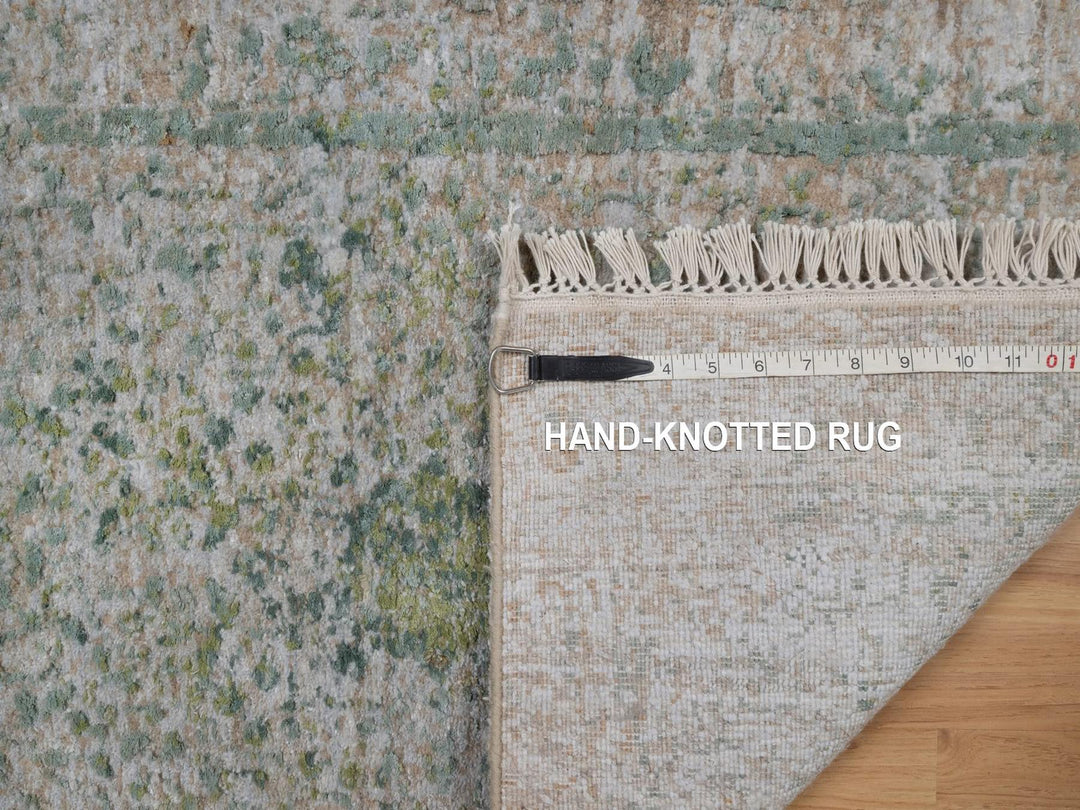 2'0" x 3'1" New Hand Knotted Green Wool & Silk Rectangle Oriental Rug - MOA10292399