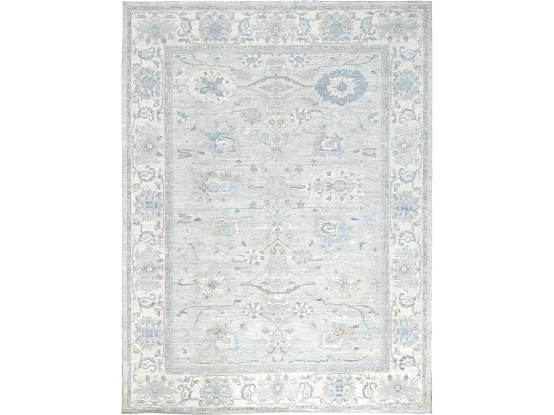 8'11" x 11'10" New Hand Knotted Grey Wool Rectangle Oriental Rug - MOA102923