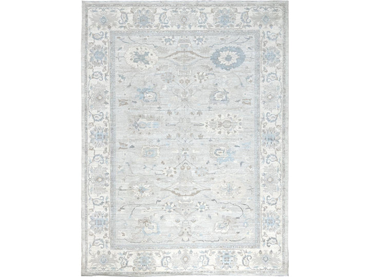 8'11" x 11'10" New Hand Knotted Grey Wool Rectangle Oriental Rug - MOA102923