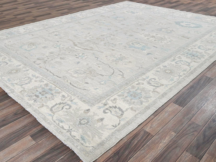 8'11" x 11'10" New Hand Knotted Grey Wool Rectangle Oriental Rug - MOA102923