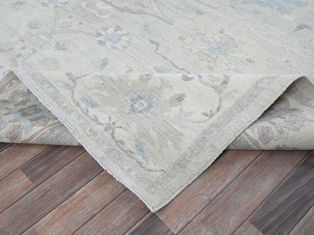 8'11" x 11'10" New Hand Knotted Grey Wool Rectangle Oriental Rug - MOA102923