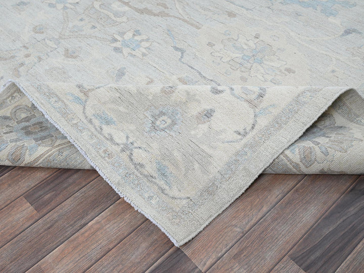 8'11" x 11'10" New Hand Knotted Grey Wool Rectangle Oriental Rug - MOA102923