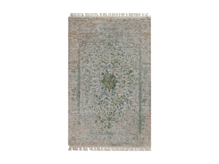 2'0" x 3'1" New Hand Knotted Green Wool & Silk Rectangle Oriental Rug - MOA10292401