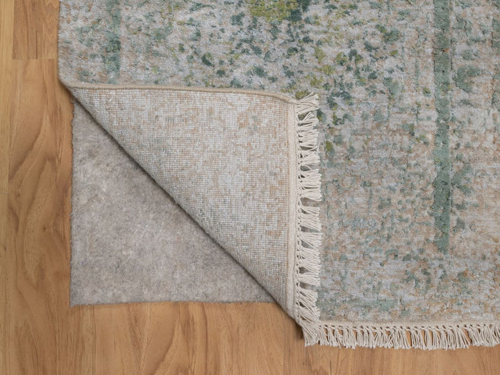 2'0" x 3'1" New Hand Knotted Green Wool & Silk Rectangle Oriental Rug - MOA10292401