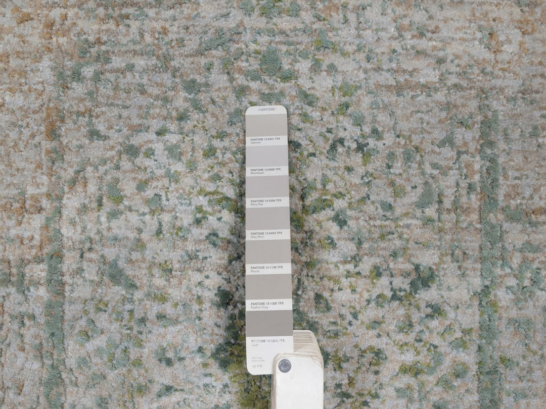 2'0" x 3'1" New Hand Knotted Green Wool & Silk Rectangle Oriental Rug - MOA10292401