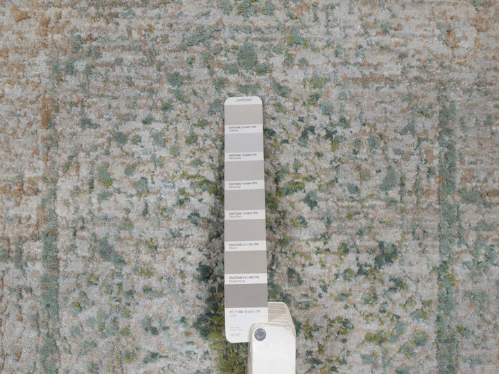 2'0" x 3'1" New Hand Knotted Green Wool & Silk Rectangle Oriental Rug - MOA10292401