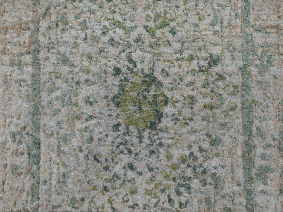 2'0" x 3'1" New Hand Knotted Green Wool & Silk Rectangle Oriental Rug - MOA10292401