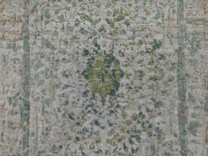 2'0" x 3'1" New Hand Knotted Green Wool & Silk Rectangle Oriental Rug - MOA10292401