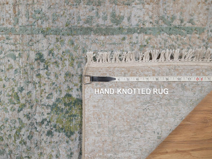 2'0" x 3'1" New Hand Knotted Green Wool & Silk Rectangle Oriental Rug - MOA10292401