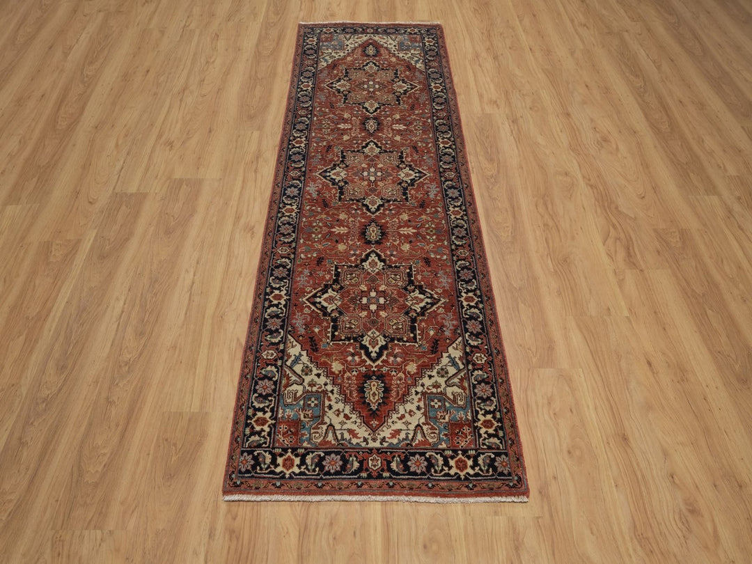 2'6" x 8'1" New Hand Knotted Red Wool Runner Oriental Rug - MOA10292403