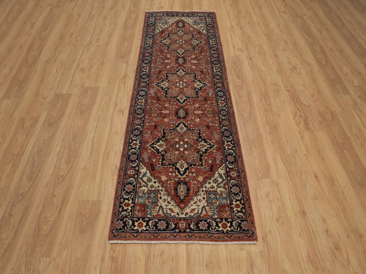 2'6" x 8'1" New Hand Knotted Red Wool Runner Oriental Rug - MOA10292403