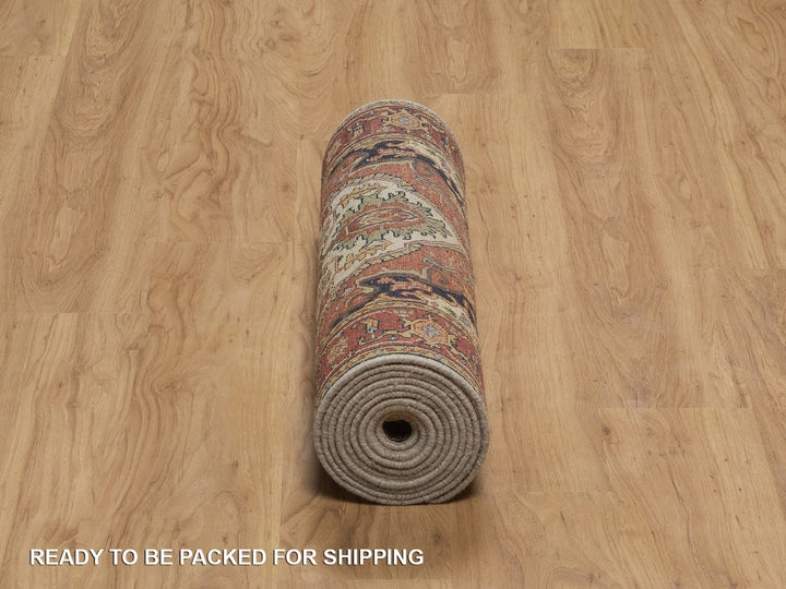 2'7" x 12'1" New Hand Knotted Ivory Wool Runner Oriental Rug - MOA10292404