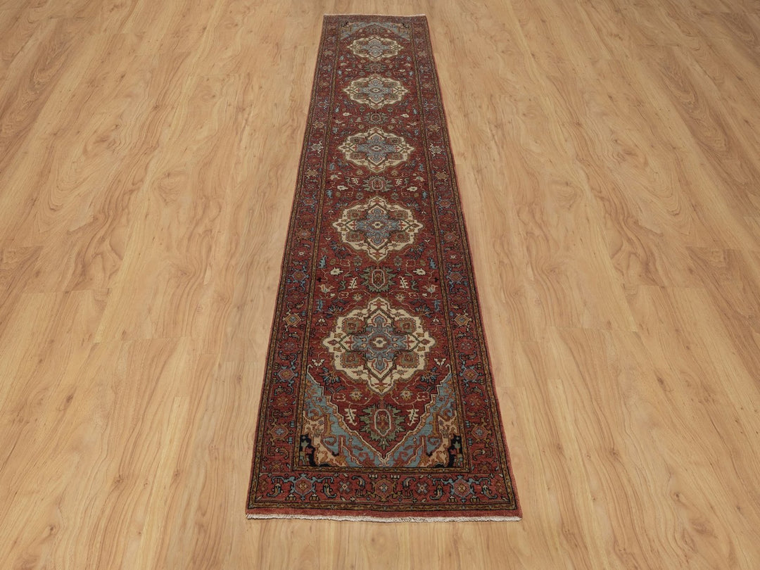 2'5" x 11'10" New Hand Knotted Red Wool Runner Oriental Rug - MOA10292405