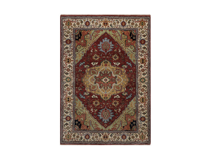 5'0" x 7'2" New Hand Knotted Red Wool Rectangle Oriental Rug - MOA10292407