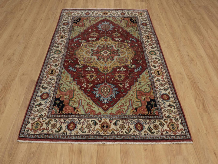 5'0" x 7'2" New Hand Knotted Red Wool Rectangle Oriental Rug - MOA10292407