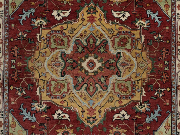 5'0" x 7'2" New Hand Knotted Red Wool Rectangle Oriental Rug - MOA10292407