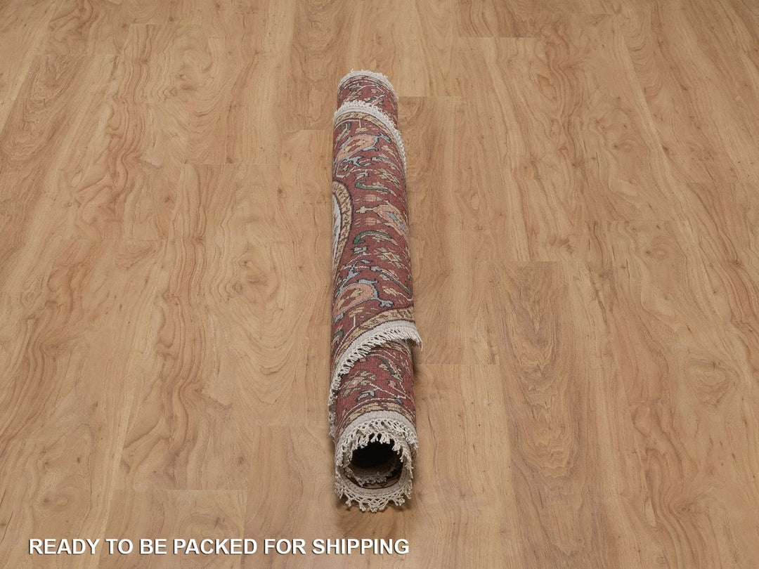 5'2" x 5'2" New Hand Knotted Ivory Wool Round Oriental Rug - MOA10292409