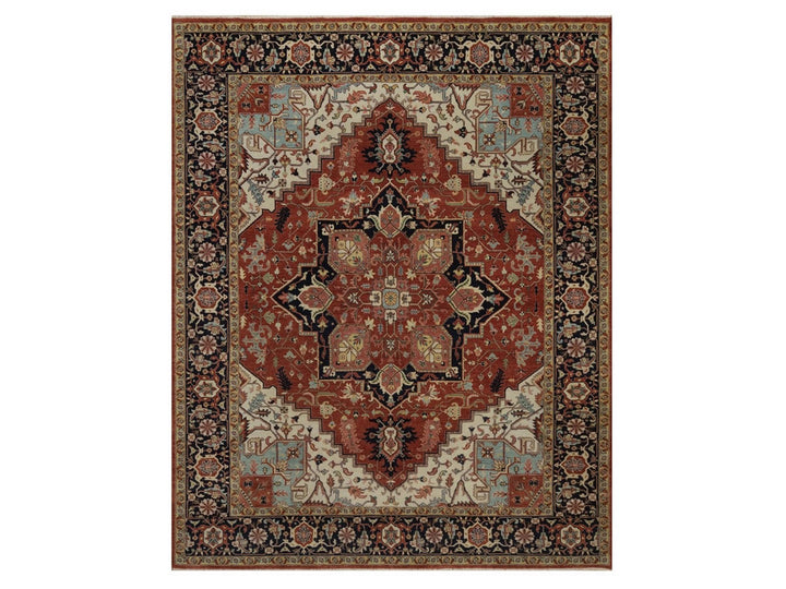 8'1" x 10'1" New Hand Knotted Red Wool Rectangle Oriental Rug - MOA10292410