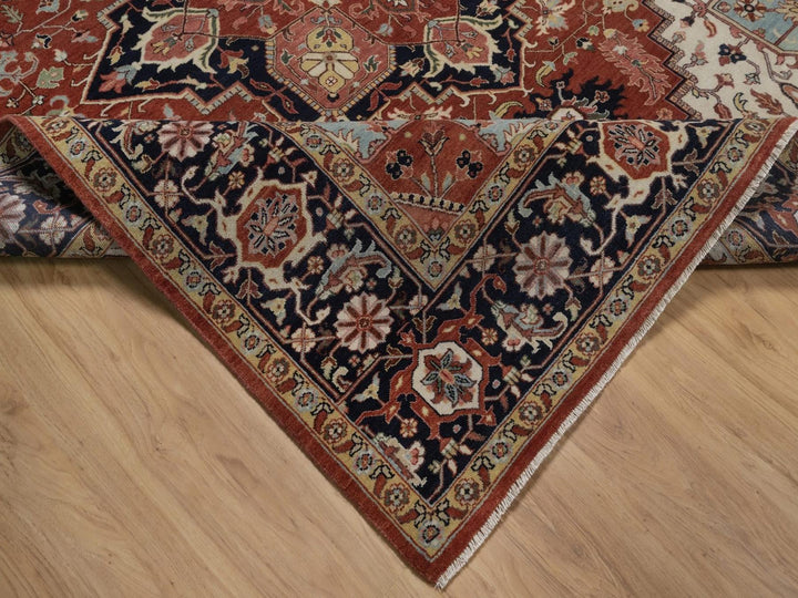 8'1" x 10'1" New Hand Knotted Red Wool Rectangle Oriental Rug - MOA10292410