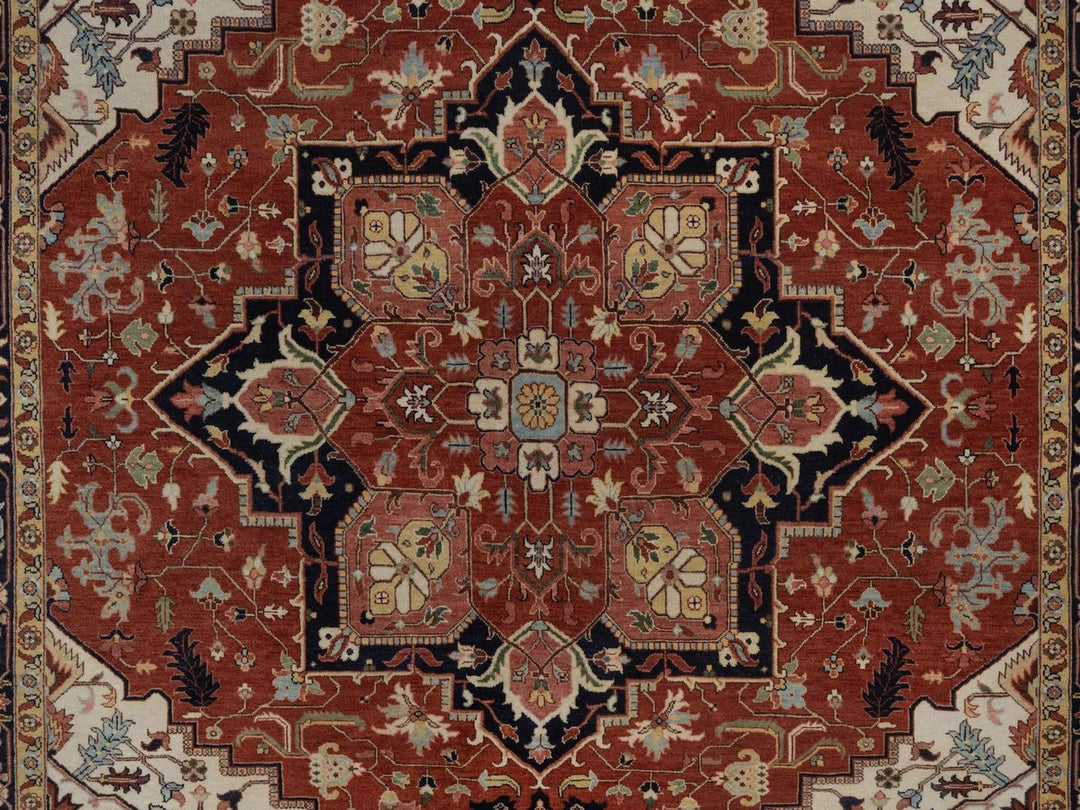 8'1" x 10'1" New Hand Knotted Red Wool Rectangle Oriental Rug - MOA10292410