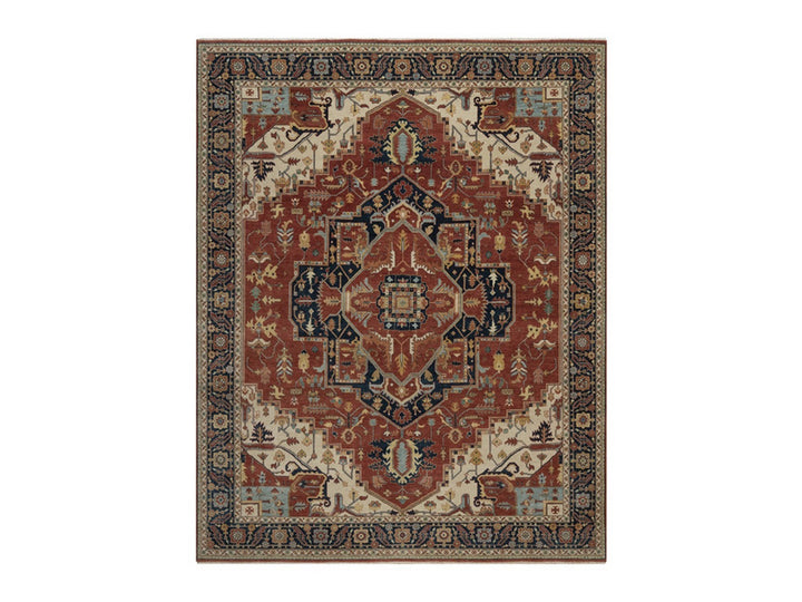 8'0" x 10'1" New Hand Knotted Red Wool Rectangle Oriental Rug - MOA10292411