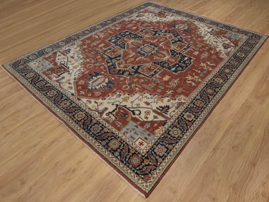 8'0" x 10'1" New Hand Knotted Red Wool Rectangle Oriental Rug - MOA10292411