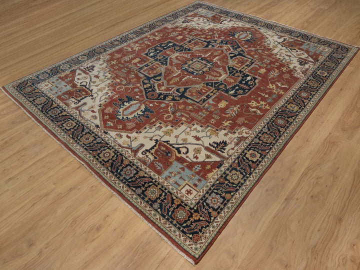 8'0" x 10'1" New Hand Knotted Red Wool Rectangle Oriental Rug - MOA10292411