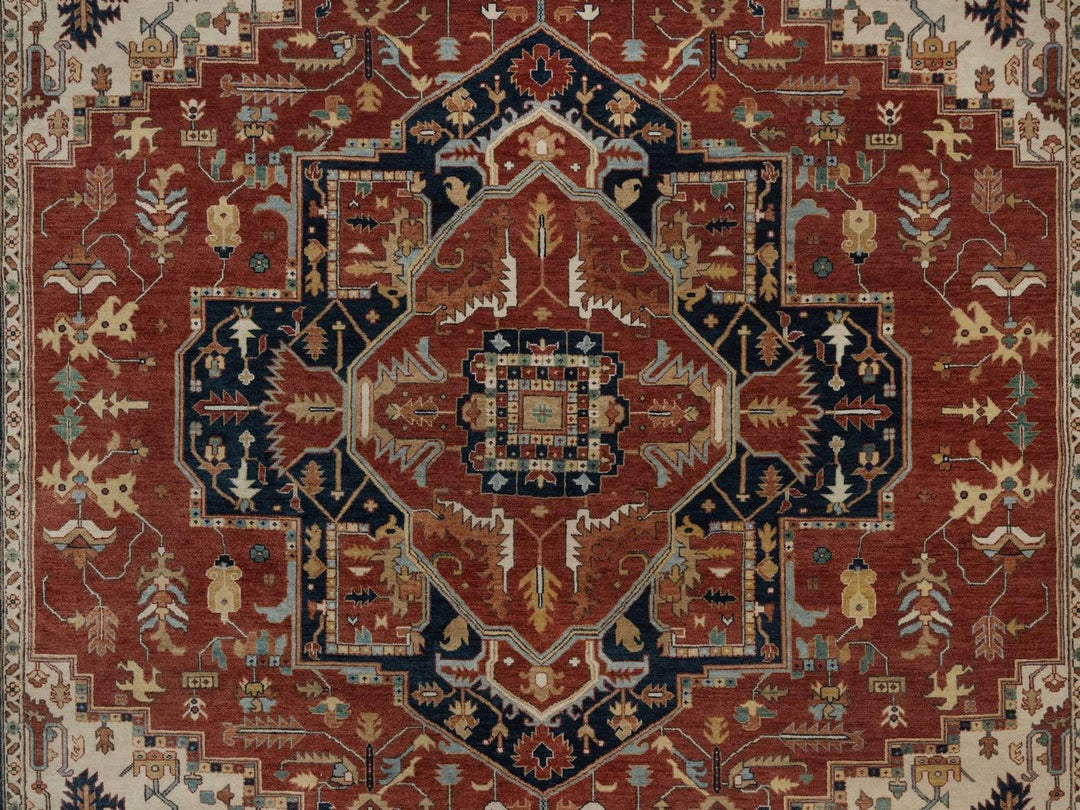 8'0" x 10'1" New Hand Knotted Red Wool Rectangle Oriental Rug - MOA10292411