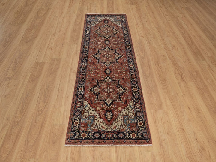 2'6" x 8'1" New Hand Knotted Red Wool Runner Oriental Rug - MOA10292413