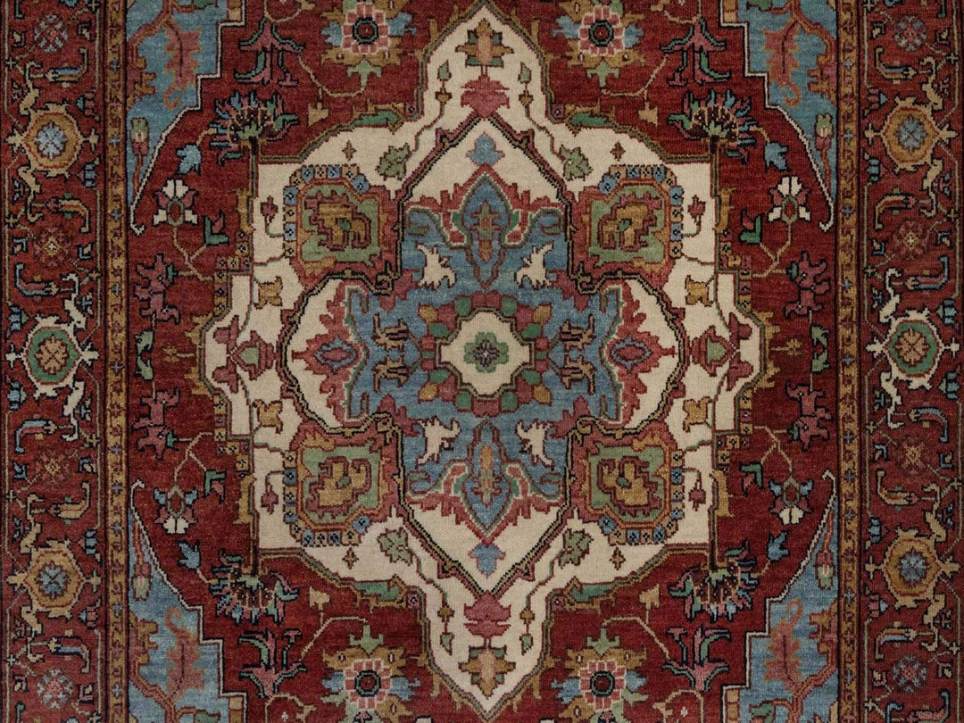 4'1" x 6'2" New Hand Knotted Red Wool Rectangle Oriental Rug - MOA10292415