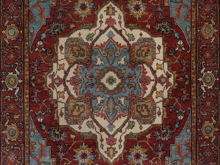 4'1" x 6'2" New Hand Knotted Red Wool Rectangle Oriental Rug - MOA10292415